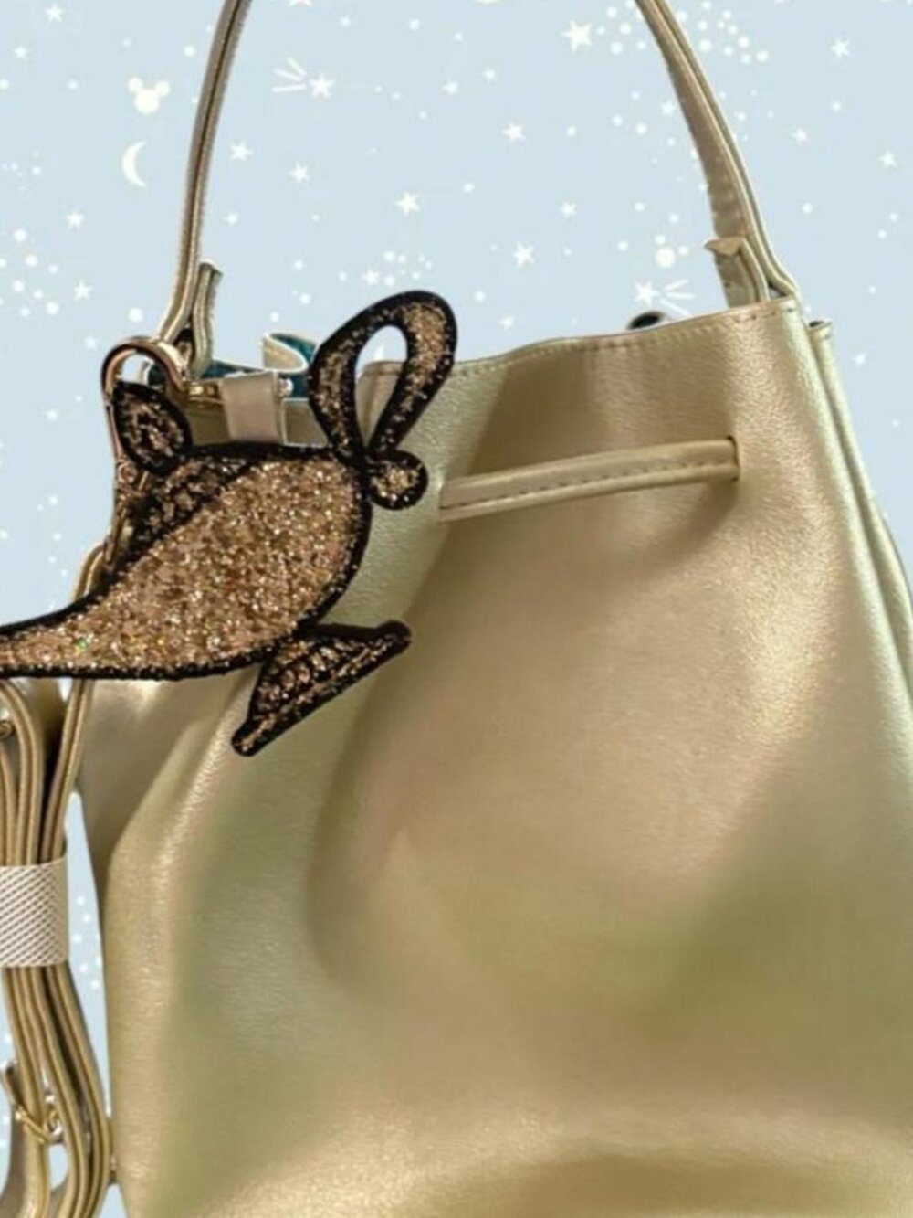 Rare Disney Parks Gold Disney Aladdin Genie lamp bucket crossbody bag